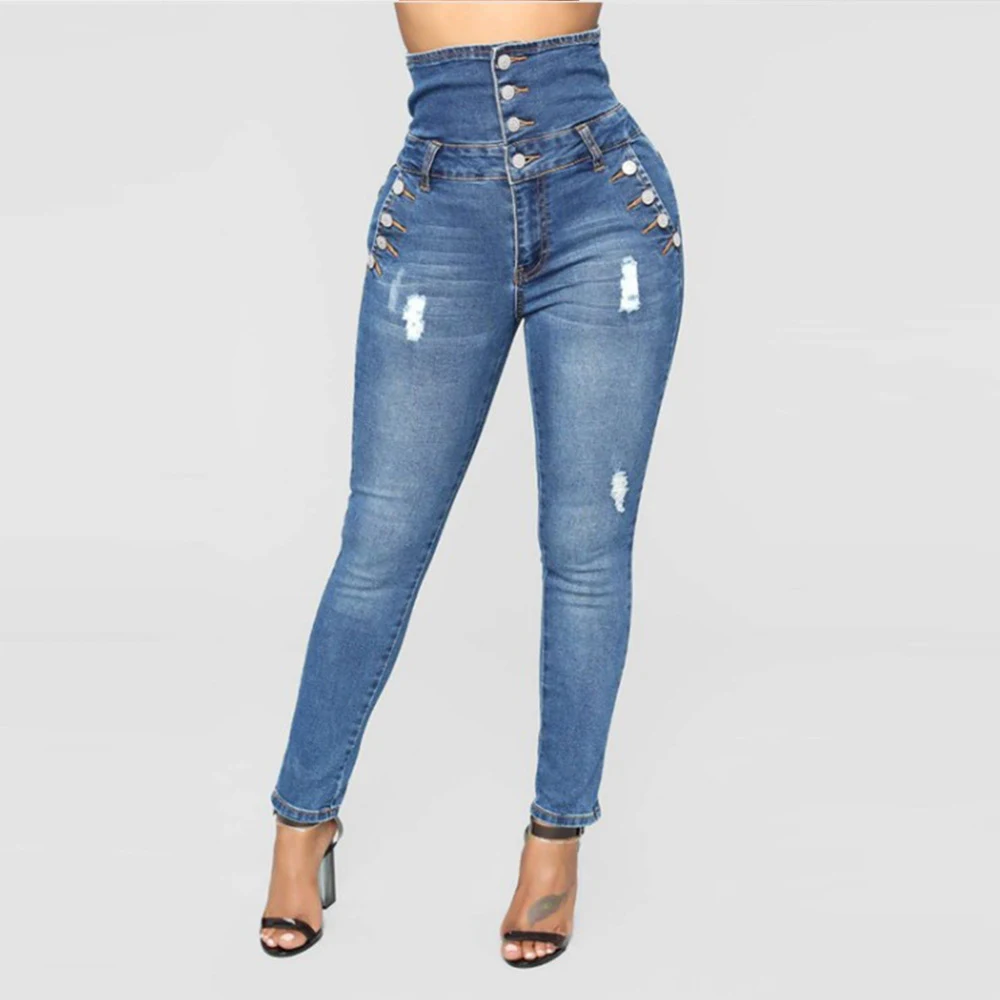 Title 3, Jeans donna taglie forti a vita alta elasticizz...