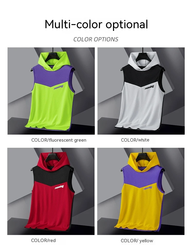 Title 5, Mens Sports Hooded Vest Sleeveless Top, lightw...
