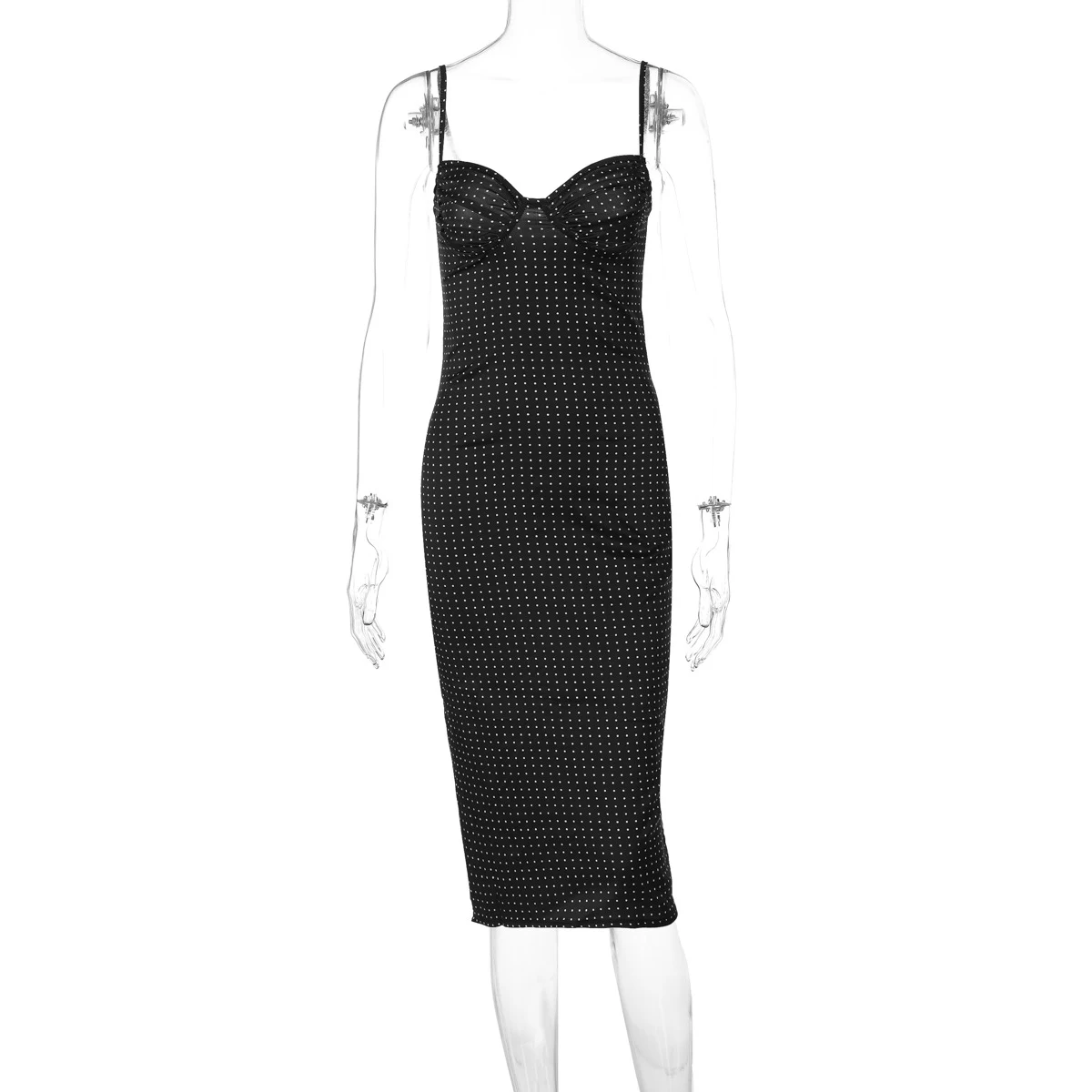 Sexy Sling Slim-fit Midi Dress European And American Polka Dot Printed Sheath Dress — photo 2