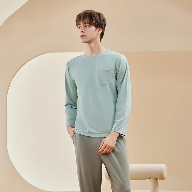 Pijama Lanjing Modal Feminino Manga Longa Primavera/Outono Pullover Conforto e Maciez para Noites Tranquilas. Durma Bem com Este Conjunto Delicado. — foto 8