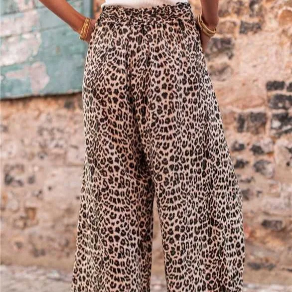 Title 3, Leopard Print Pocket Wide Leg Trousers for ulti...