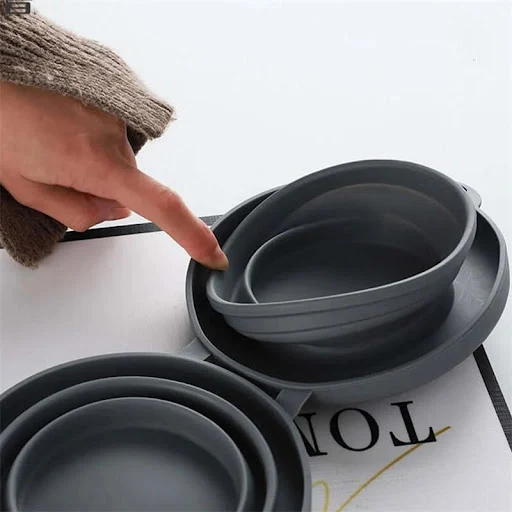 Title 10, Rubber Foldable Double Bowl Pet Feeding Bowl Pe...