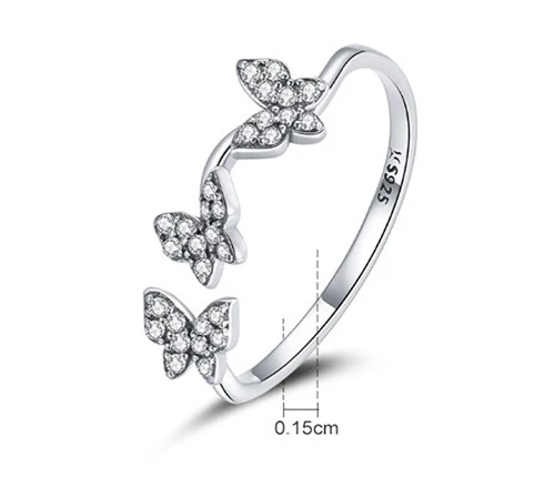 Anel especial de prata S925 com borboleta para meninas. Moda feminina, elegante e charmoso. Presente perfeito e inesquecível. — foto 5