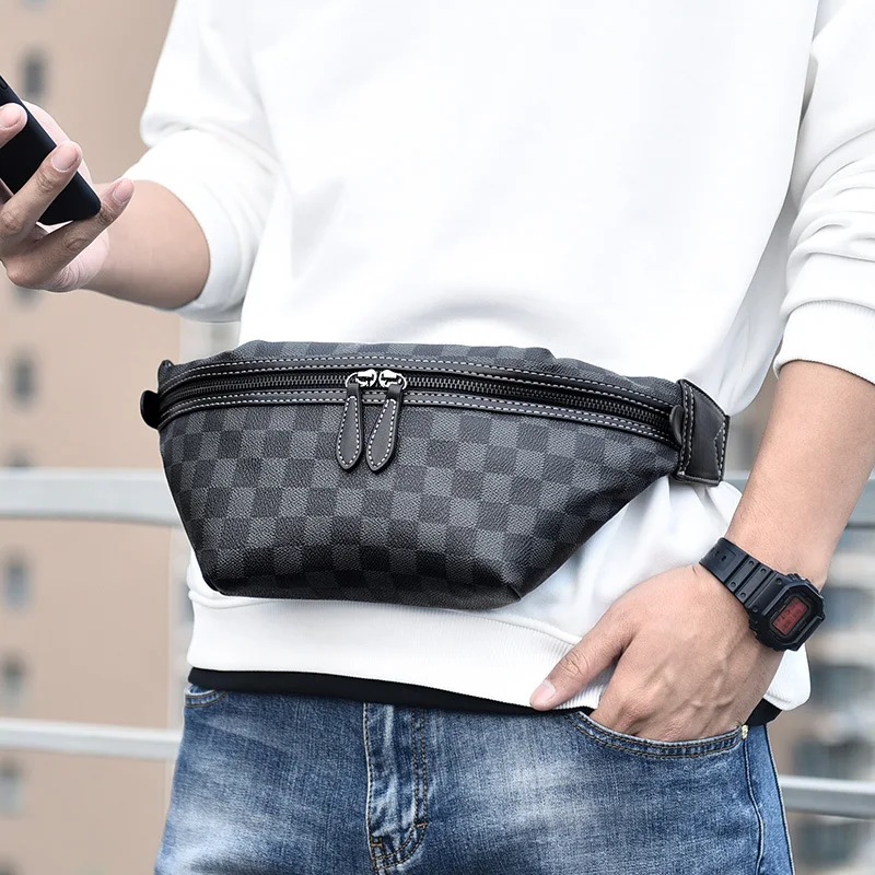 Nova Bolsa Masculina Xadrez para Peito, Ombro e Cintura Resistente ao Vento, Mensageiro, Conforto e Estilo para o Dia a Dia — foto 2