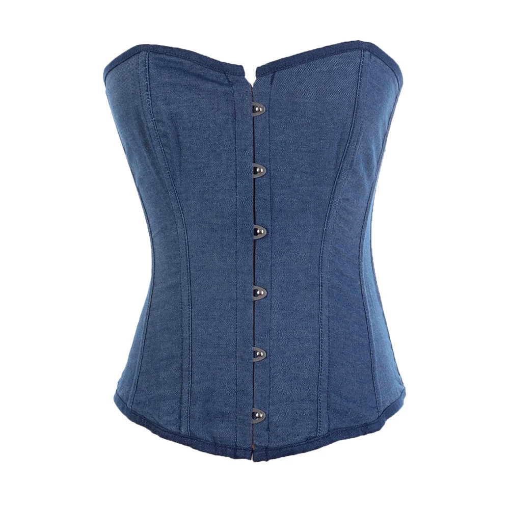 Title 3, Denim plastic boned body shaper for belly contr...