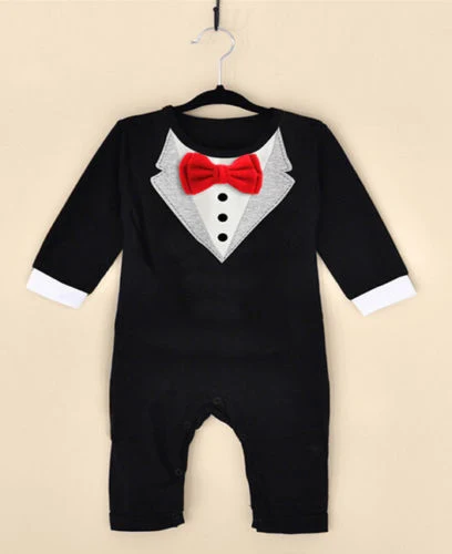 Roupa de bebê menino, estilo roupão com mangas compridas, romper de cavalheiro para crianças, ideal para após o banho e uso diário, confortável e estiloso. — foto 1