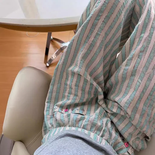 Title 5, Pantaloni casual a righe verdi, in cotone e lin...