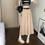 Saia plissada de terno cinza feminina, verão, cintura alta, emagrecimento, barra ampla. Perfeita para um look elegante e fresco. — foto 20
