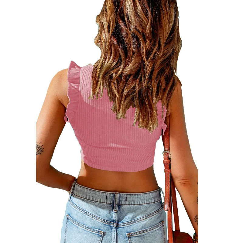 Title 4, Womens Round Neck Solid Color Fungus Trim Shor...