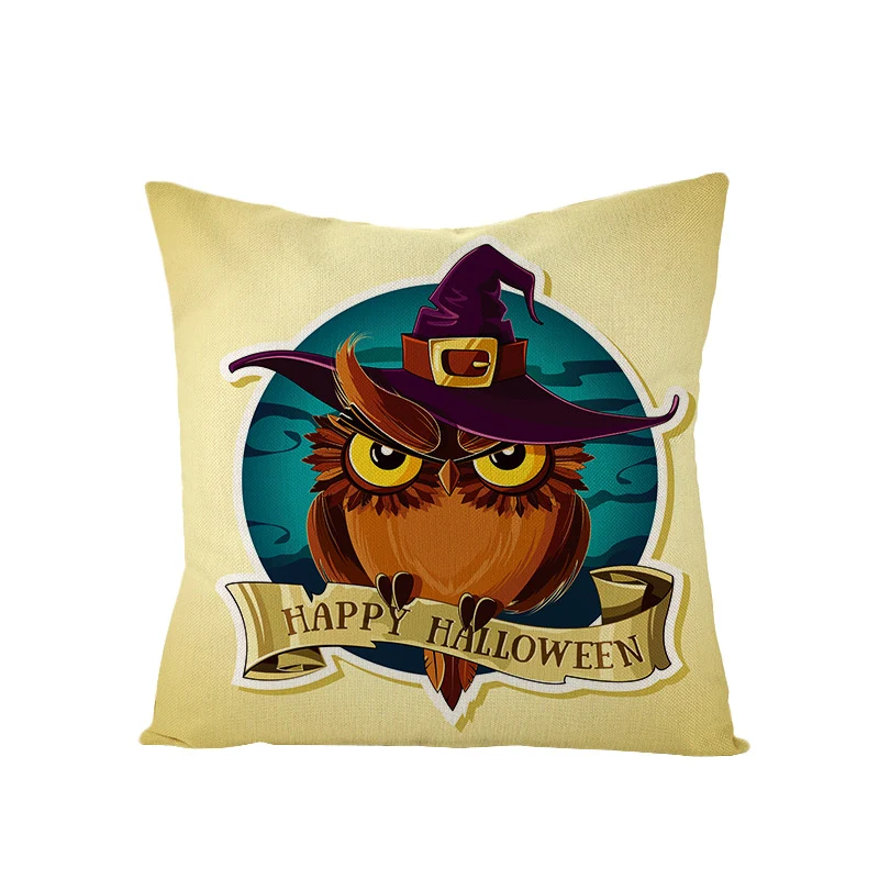 Capa de almofada de linho com abóbora de Halloween para casa, ideal para sofás e decoração, criando um ambiente festivo e aconchegante. — foto 49