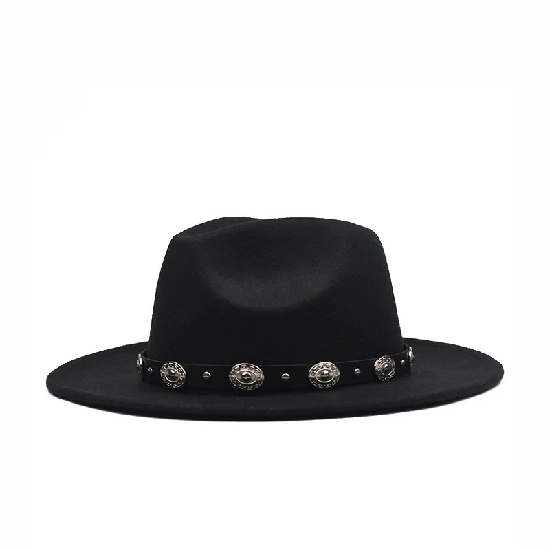 Title 3, Metallic Fashion Hat with Big Belt and Big Brim...