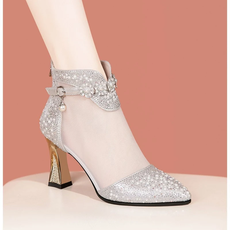 Women's Mid Heel Chunky Heel Back Zipper Shoes offer comfort and style, perfect for everyday wear or dressing up any out — photo 6