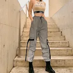 Dames casual high waist overalls met reflecterende veters, voor een trendy en comfortabele look, ideaal voor dagelijks gebruik. — foto 3
