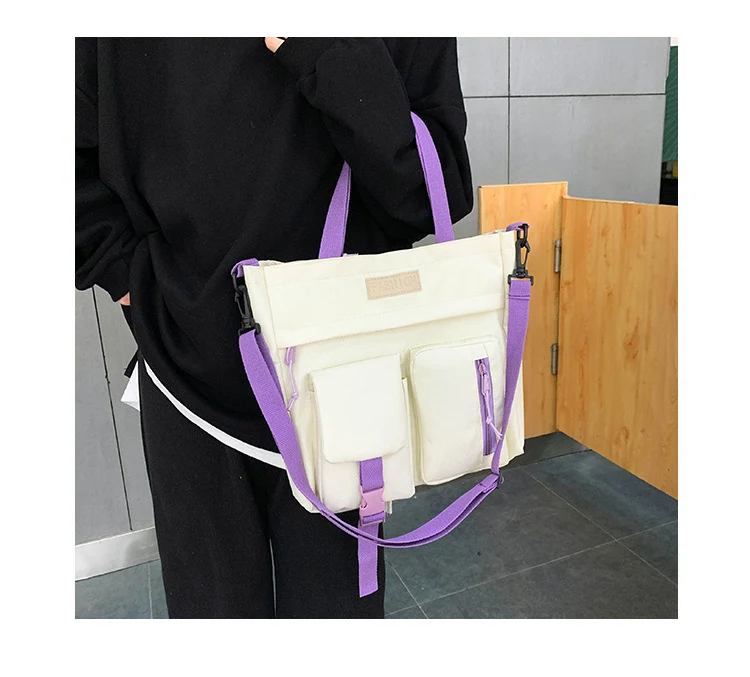 Mochila Estudantil Universitária de Lona com Cinco Peças e Cores Contrastantes. Conforto e organização para seus estudos e dia a dia. — foto 10