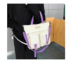 Mochila Estudantil Universitária de Lona com Cinco Peças e Cores Contrastantes. Conforto e organização para seus estudos e dia a dia. — foto 10