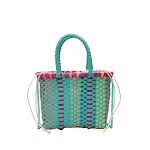 Cesta de vegetais tecida à mão com cor Hit, bolsa casual de comércio exterior para celebridades, perfeita para compras e uso diário com estilo. — foto 1