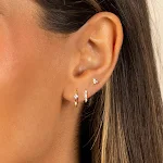 Conjunto de brincos femininos de moda com quatro estrelas de oito pontas e zircônias incrustadas, para um visual elegante e moderno. — foto 2