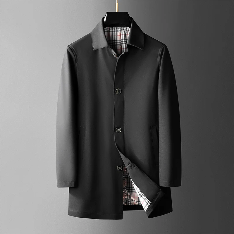 Men's mid-length trendy casual loose trench coat. Stay stylish and comfortable with this versatile coat, perfect for eve — photo 8