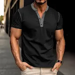 Men's Fashion Short-sleeved Polo Shirt Summer Button V-neck T-shirt Tops, comfortable and stylish casual wear, perfect f — photo 6