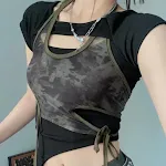 Retro Hot Girl Printed Top Summer Design Sense Niche Chic Short Sleeve Strappy — photo 11