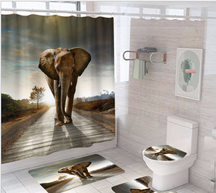Title 4, Elephant Series Digital Printing Shower Curtain...