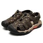 Sandálias de praia masculinas casuais de couro bovino, fechadas e de primeira camada. Conforto e estilo para atividades ao ar livre, perfeitas para o verão. — foto 2