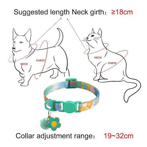 Floral Cat Collar Colorful Flower Pendant Necklace Safety Breakaway Quick Release Flowers Cat Collar with Bells Cat Acce — photo 2