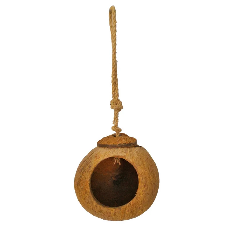 Title 2, Natural coconut shell bird nest, offering a saf...
