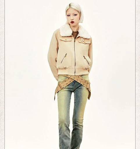Title 11, American Retro Patchwork Fur Collar Coat, a war...