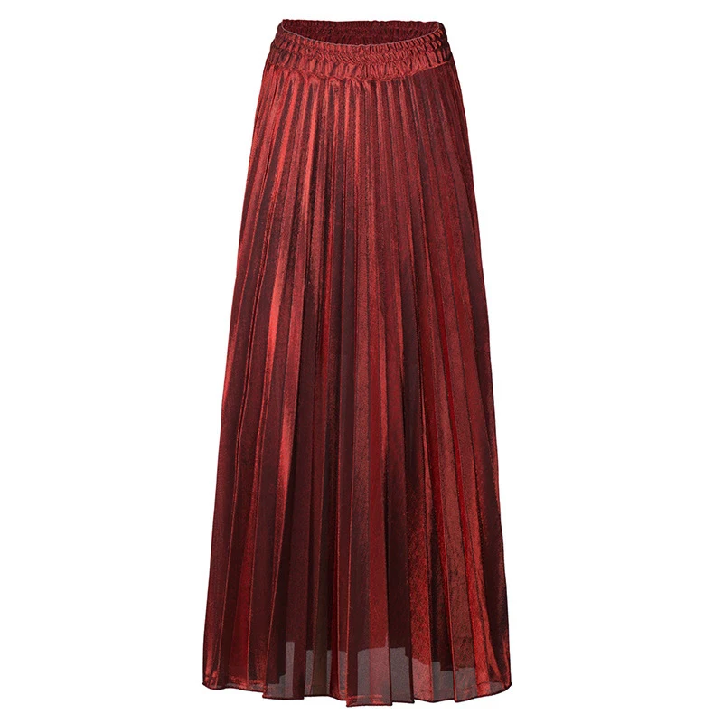 Saia Plissada Grande Feminina Cintura Alta Cor Sólida Visual Sofisticado e Conforto Ideal para Looks Clássicos e Modernos Caimento Perfeito — foto 8