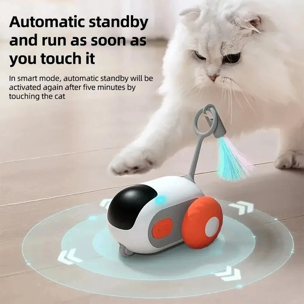 Juguete Inteligente para Gatos con 2 Modos, Automático y Control Remoto, Coche Interactivo para Gatos y Perros, Entrenamiento y Diversión — foto 5