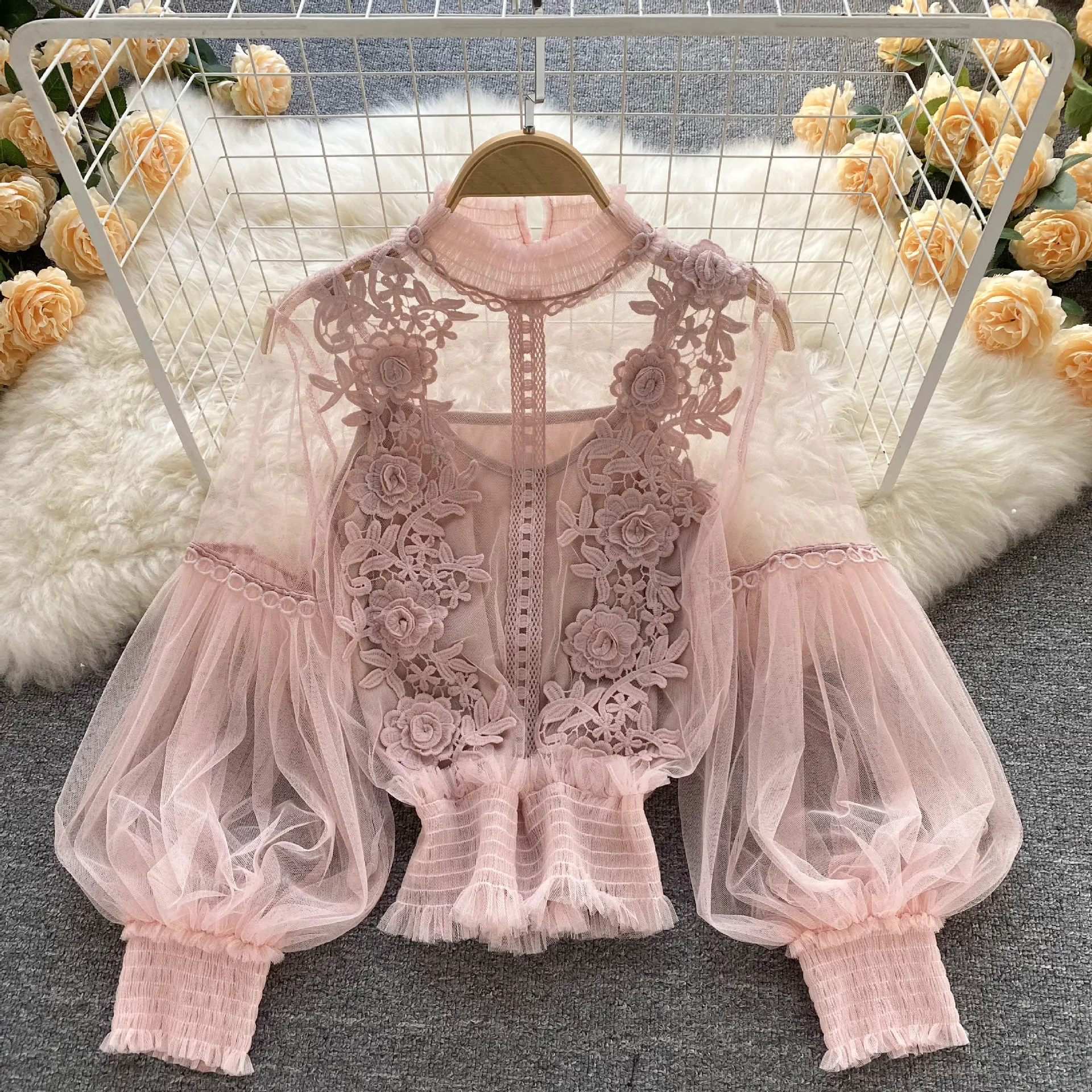 Title 8, Womens slim short top with perspective mesh ga...