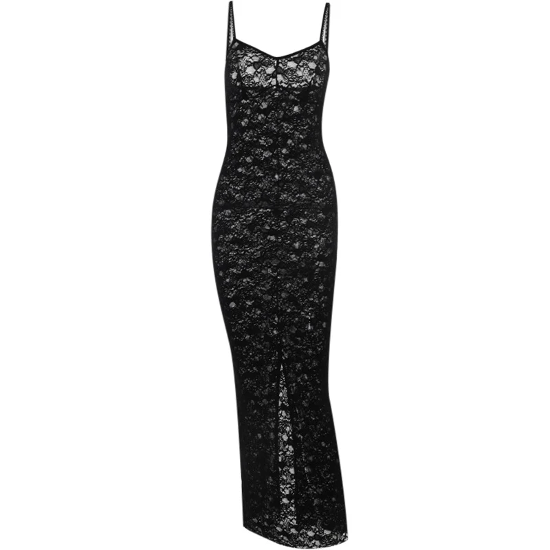 Title 5, Vestido Feminino Suspenso de Renda Patchwork Pe...