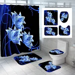 Cortina de chuveiro Lotus Series, vendas diretas de fábrica, múltiplas estampas florais, poliéster impresso, amostras personalizadas. — foto 2