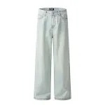 Men's Light Color Wash Wide-leg Jeans. Experience comfort and style with these relaxed-fit jeans. Perfect for everyday w — photo 13