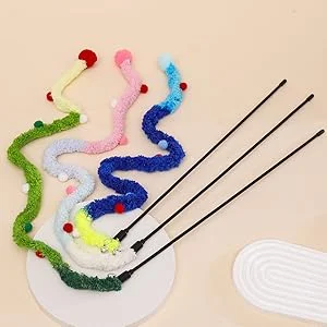Title 3, Plush Strip Cat Wands Interactive Cat Toys Colo...