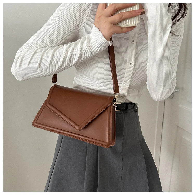 Bolsa Feminina Simples Texturizada Cor Sólida Ombro, Design Fashion para o Dia a Dia, Estilo Messenger, Leve e Prática — foto 9
