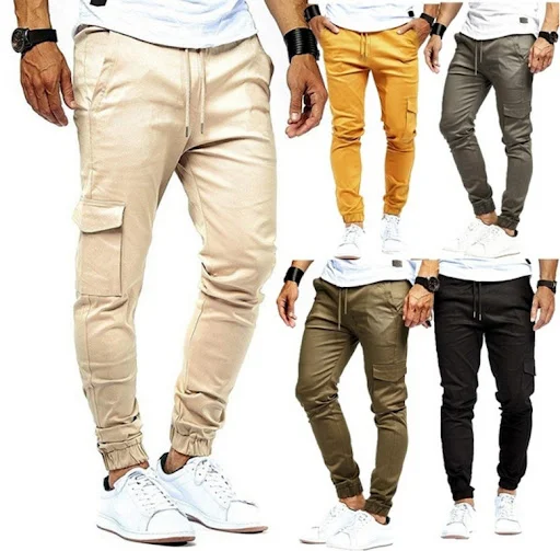 Title 5, Mens Casual Sports Solid Color Trousers Comfor...