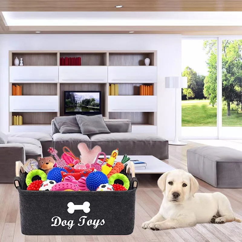 Title 1, Toy Dog Basket Pet Storage Bin Box Organizer Fe...