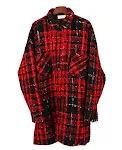 Camicia lunga a quadri in lana con fili d'oro, stile hipster da strada, maniche lunghe, per un look trendy e alla moda. — foto 12