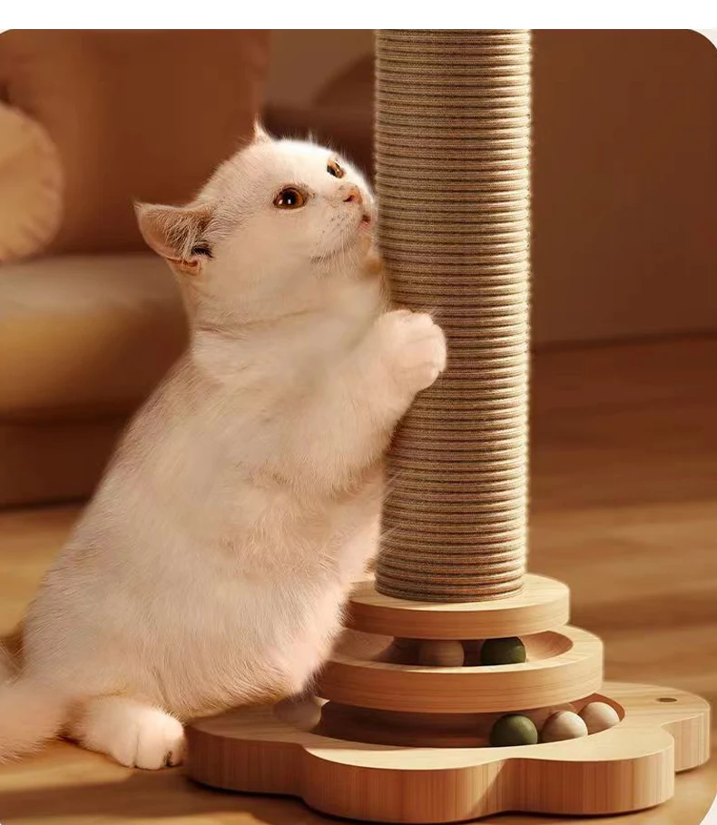 Title 8, Wooden Cat Scratcher Sisal Scratching Post for ...