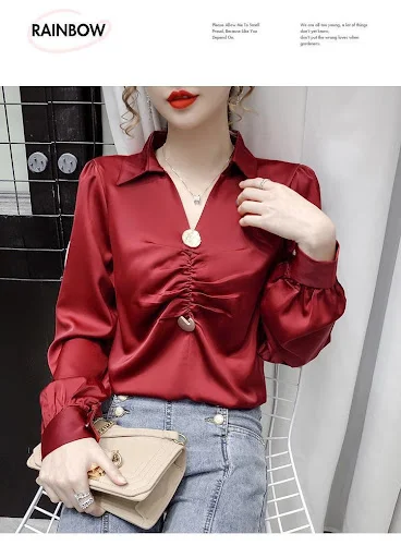 Title 4, Camicia in chiffon da donna primavera e autunno...