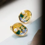 Brincos Vintage Pintura a Óleo com Esmalte, Arte nos Seus Ouvidos, Design Único, Elegância e Sofisticação, Presente Especial. — foto 4