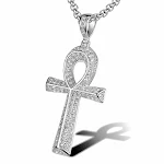 Colar pingente de cruz Ankh egípcio masculino com corrente de aço inoxidável. Símbolo de vida eterna. Elegância e significado. — foto 2