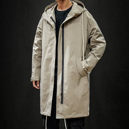 Title 2, Mens Trench Coat Large Size Pure Color Slim Ko...