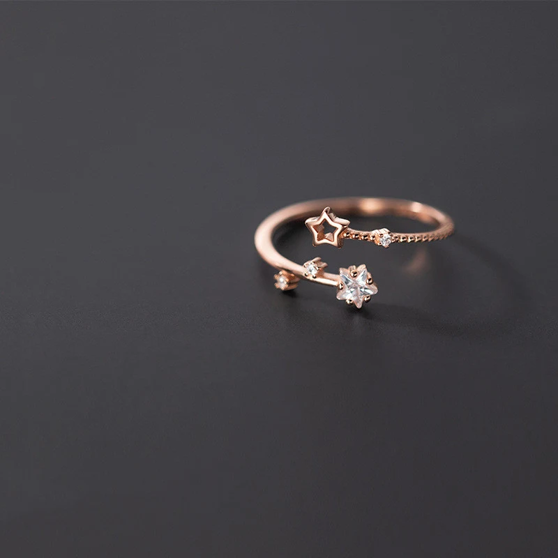 Title 4, Anel de estrela simples e elegante com diamante...