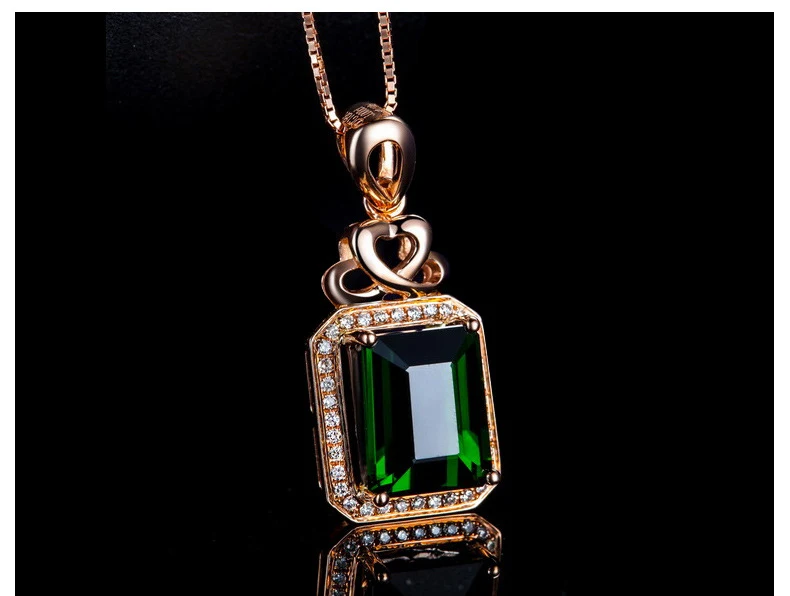 Colgante Esmeralda Plateado con Plata 18k Oro Rosa — foto 4