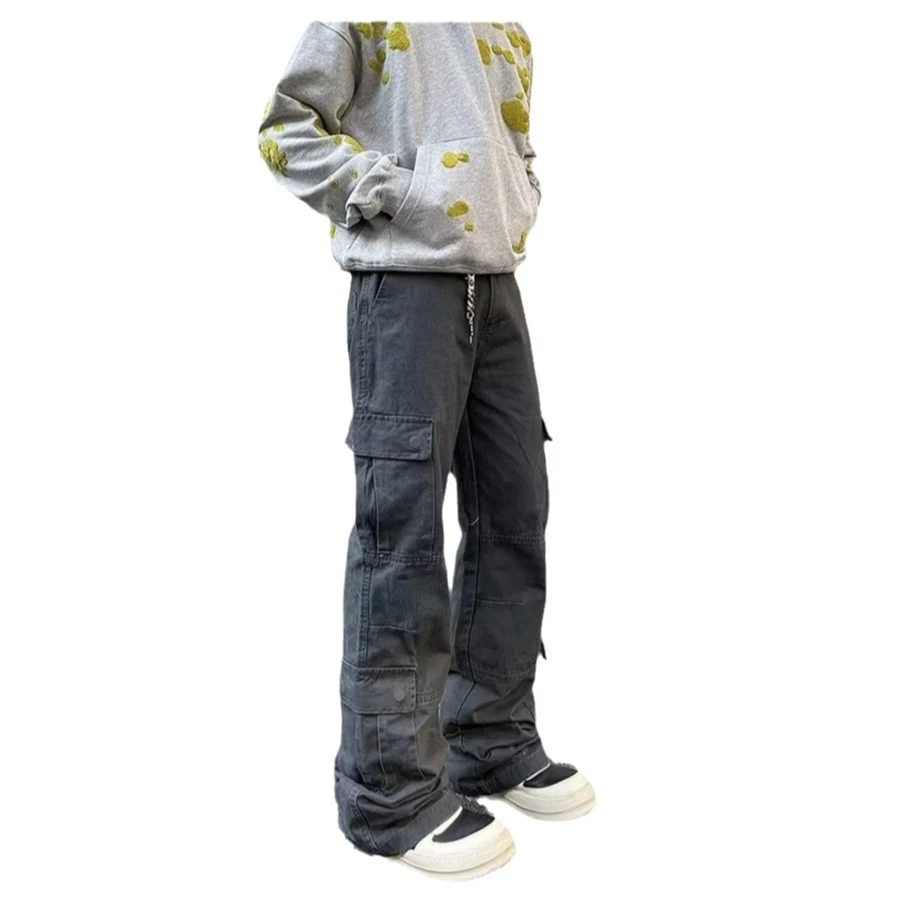 Macacão Skinny Masculino Calças Soltas de Perna Larga Retas. Conforto e estilo casual moderno. Perfeito para um visual despojado e atual em diversas ocasiões. — foto 2