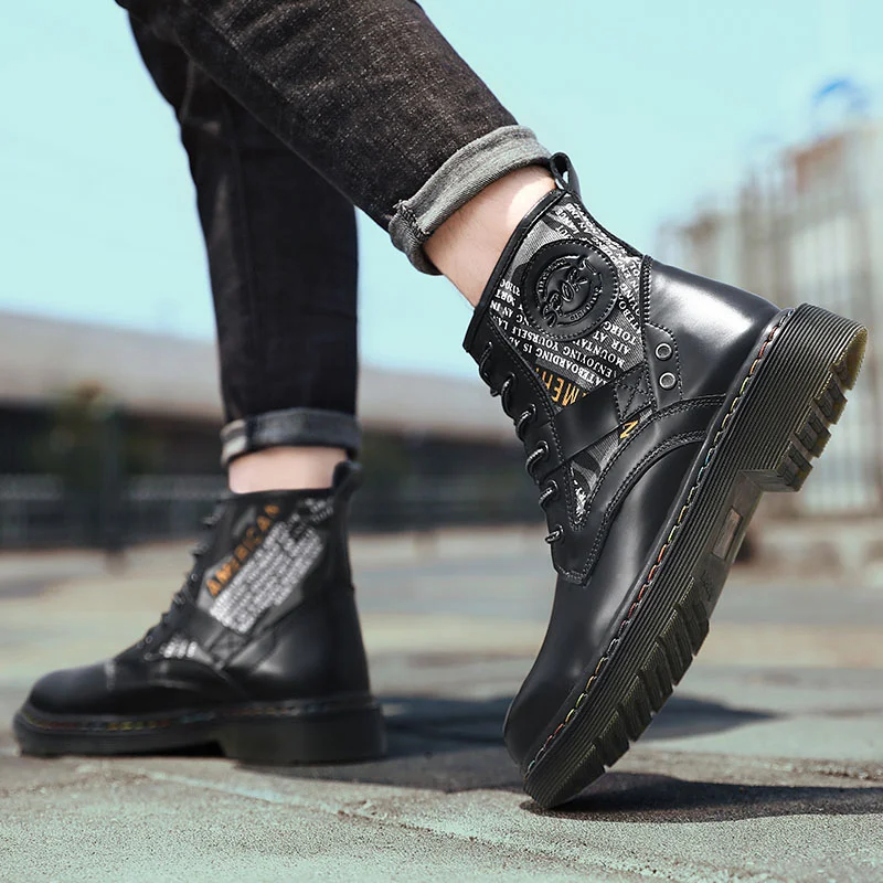 Lederen Martin Boots voor Heren Duurzaam en Stijlvol Ideaal voor Werk en Vrije Tijd Biedt Langdurig Comfort en Klassiek Design. — foto 4