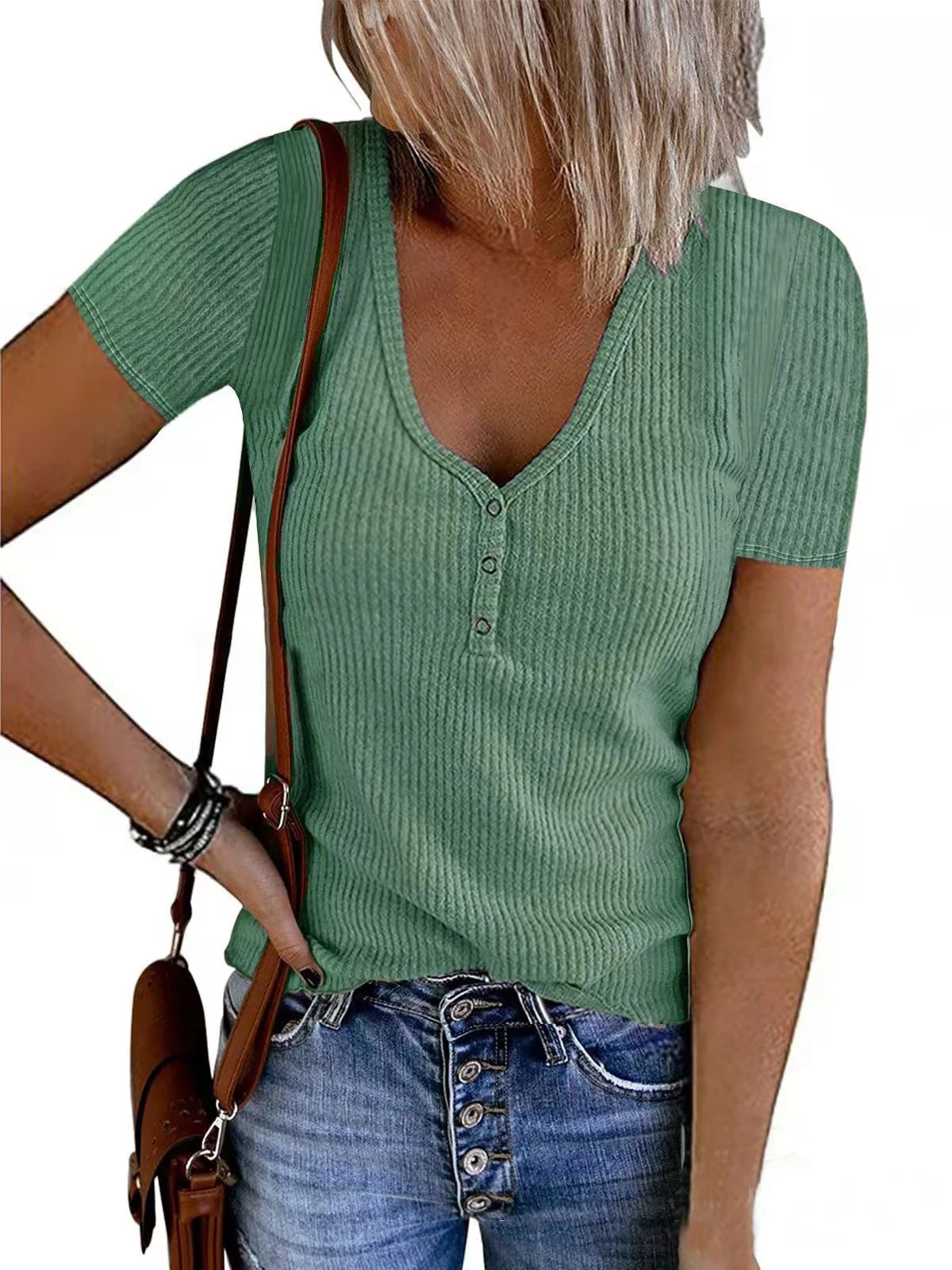 Summer New European And American Button Vest Solid Color And V-neck — photo 20